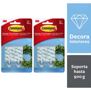 Pack x2 Gancho Command Clear Mediano 17091 x2